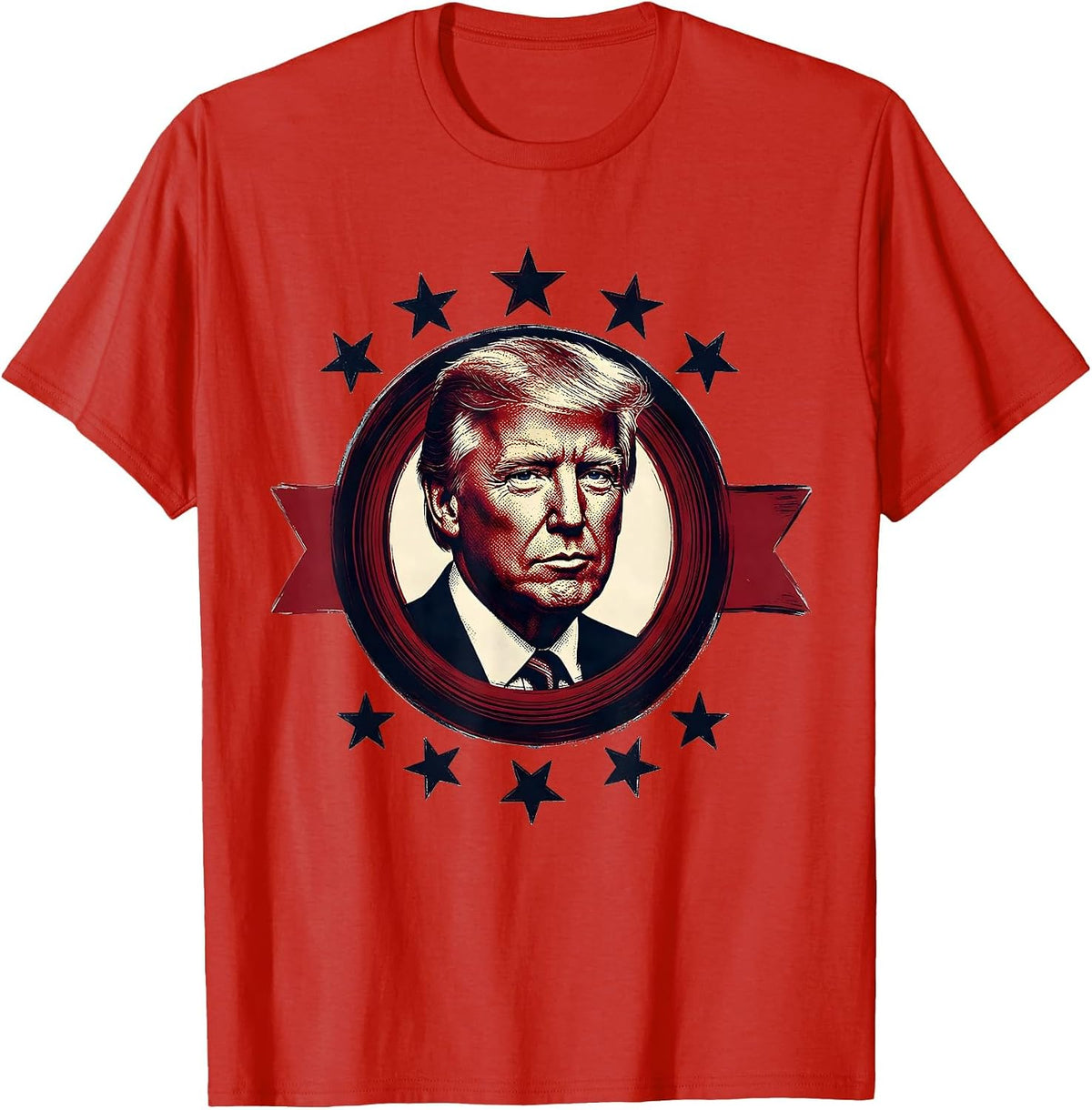 Men's Presidential Portrait Retro Political Nostalgia Souvenir T-Shirt - Red