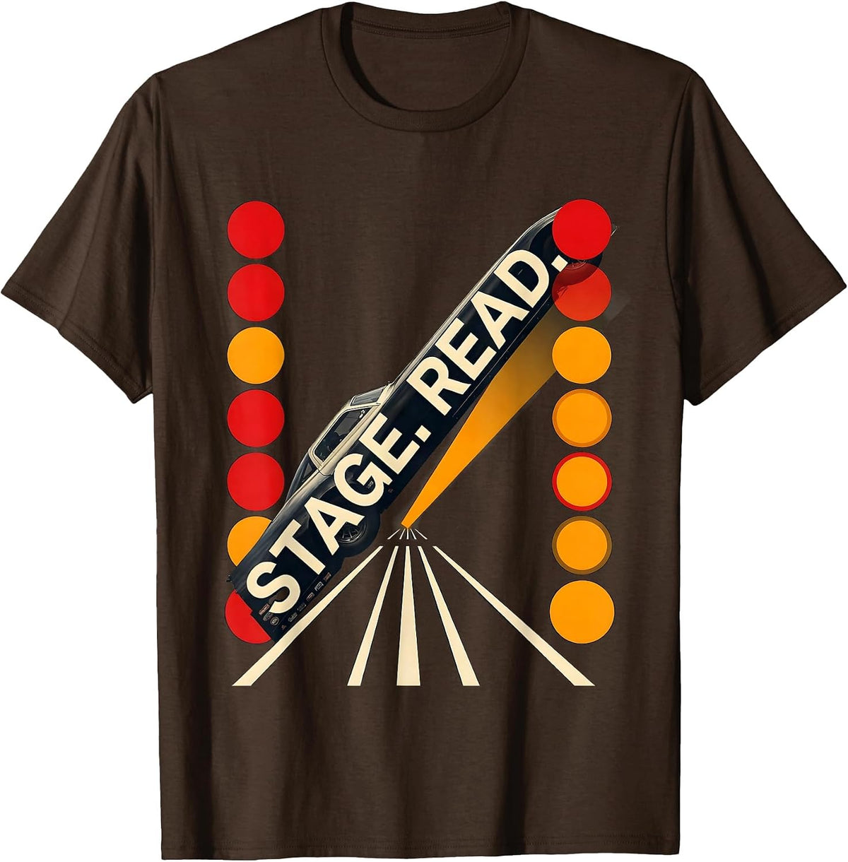 Men's Stage. Read Constructivist Poster Drag Racing RC Car T-Shirt - Brown