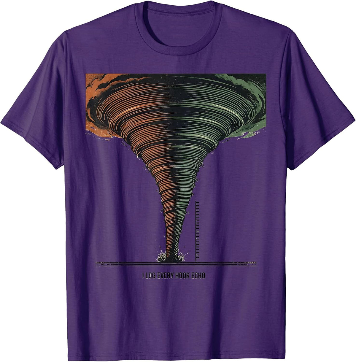 Men's I Log Every Hook Echo Vintage Storm Chaser Tornado T-Shirt - Purple