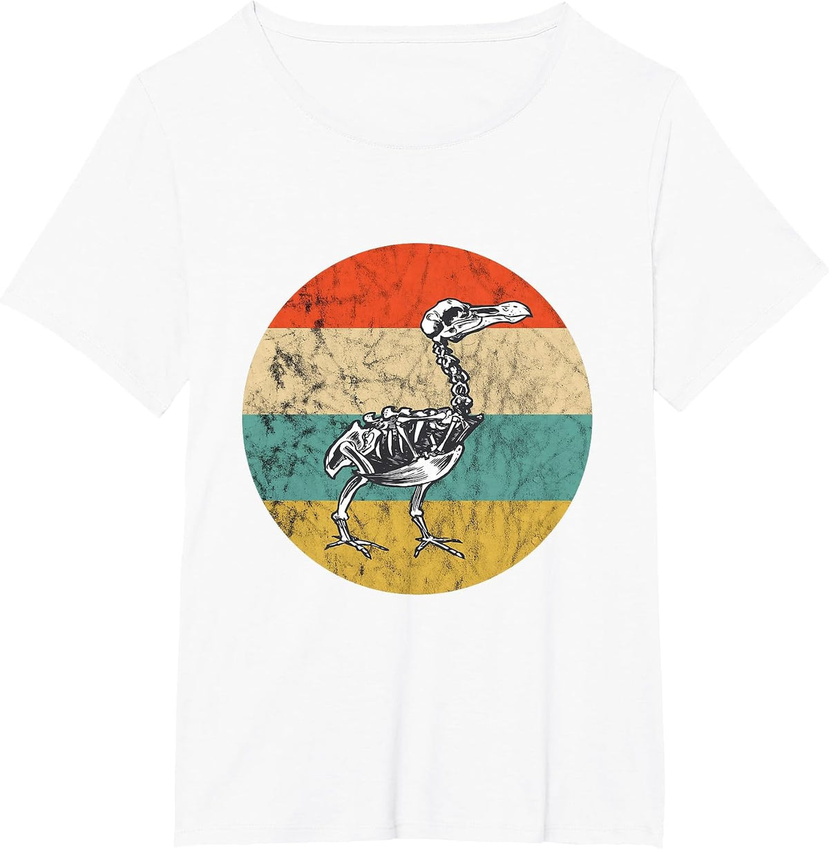 Dodo Bird Dronte Bird Vintage Retro Sunset Skeleton T-Shirt - White
