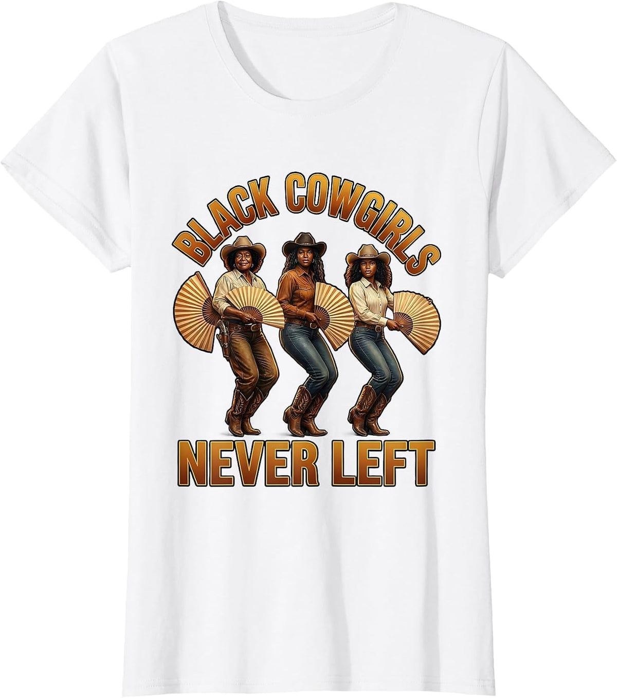 Women's Black Cowgirls Never Left Funny Line Dance Cowgirl Women T-Shirt - White