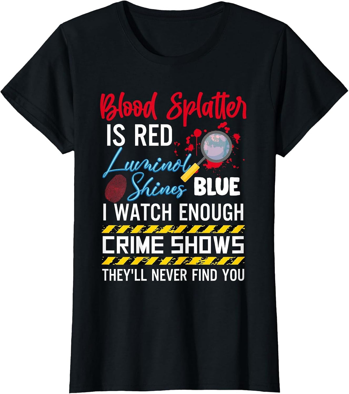 Blood Splash is Red Luminous Blue T-Shirt - Black