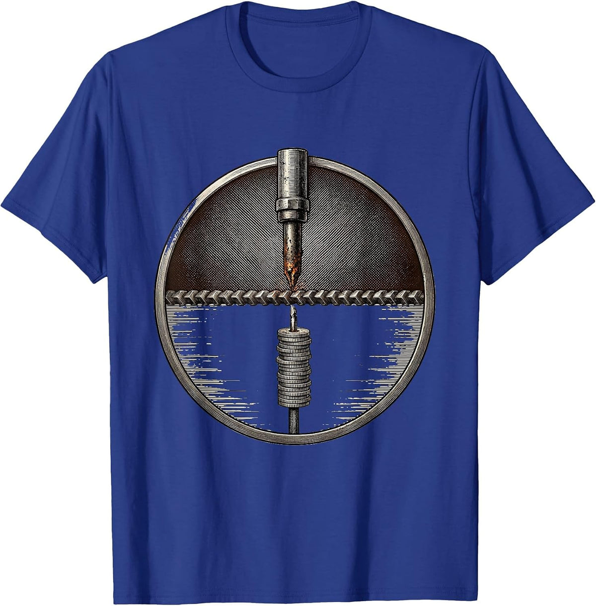 Men's Sealed Welding Badge Crosshatch Etching Blue Collar Worker T-Shirt - Royal Blue