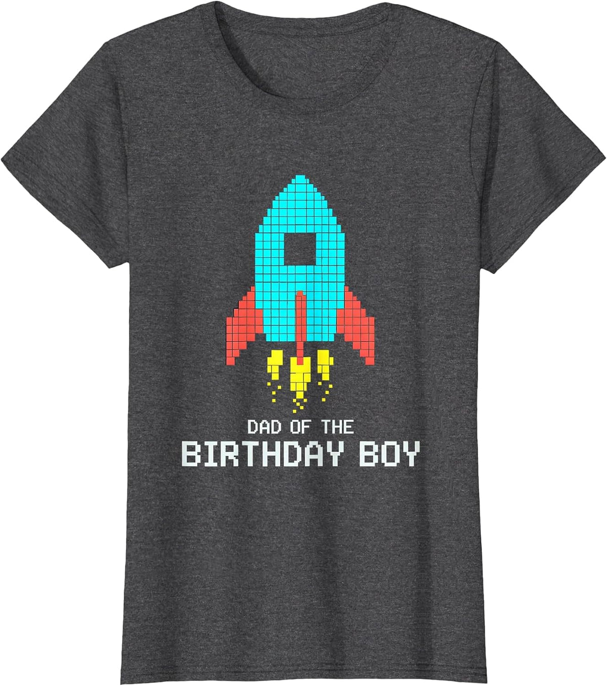 Women's Dad Of The Birthday Boy Pixel Art Family Matching Party T-Shirt - Dark Heather Grey