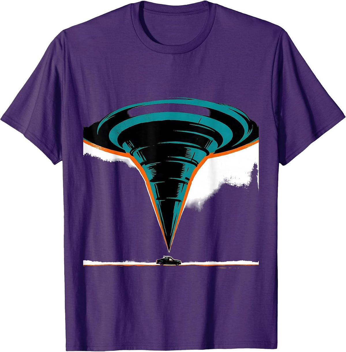 Men's Massive Dark Funnel Screenprint Storm Chaser Tornado T-Shirt - Purple
