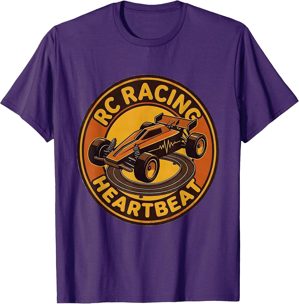 RC Racing Heartbeat Retro 70s Hobbyist Car Enthusiast T-Shirt - Purple