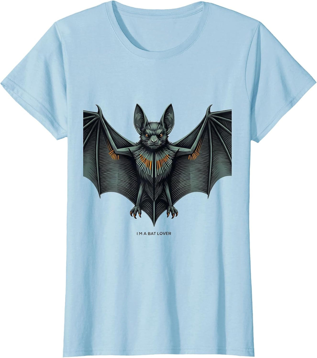 Women's I'm A Bat Lover Editorial Conceptual Bat Enthusiast Wildlife T-Shirt - Baby Blue