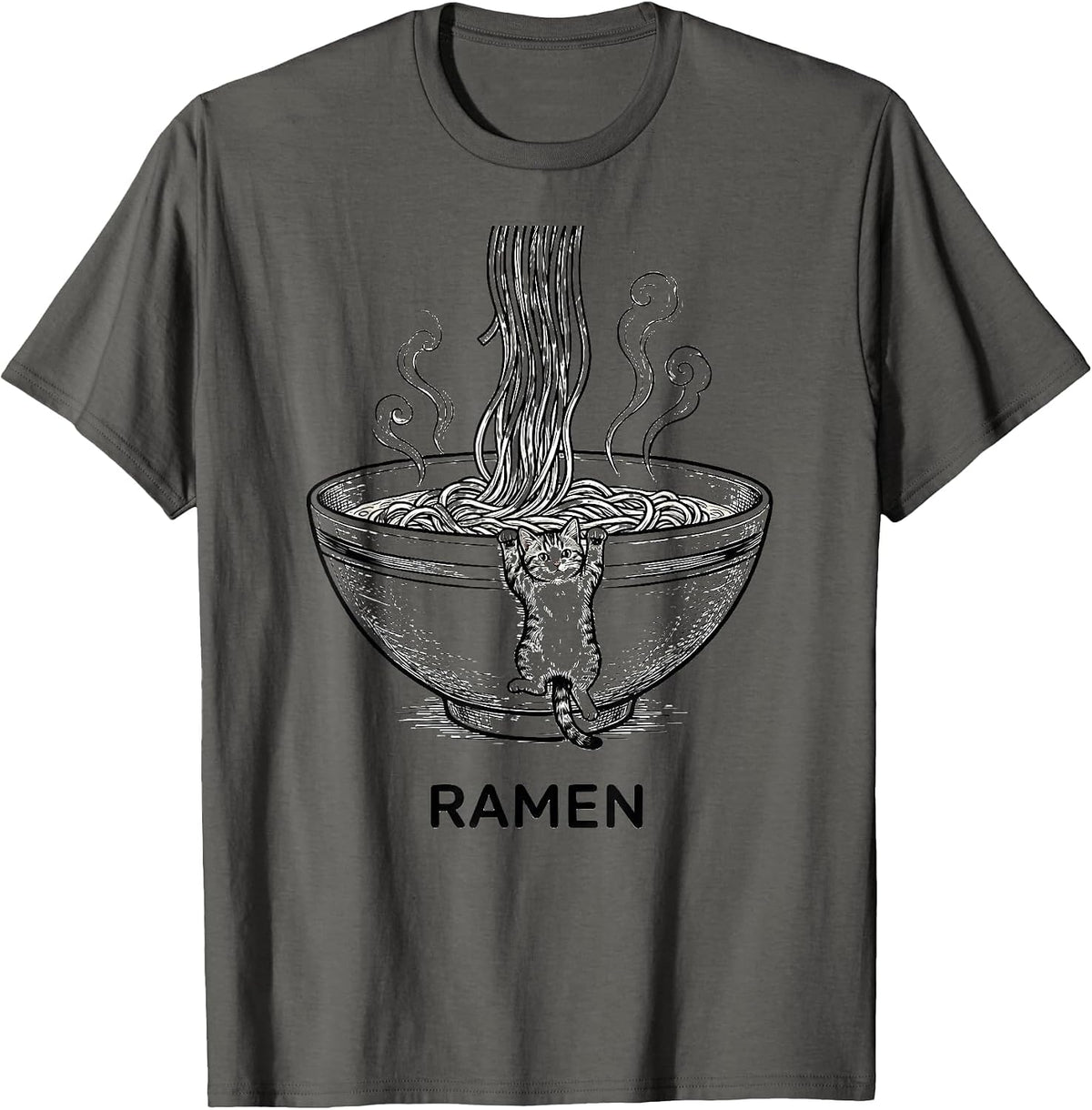 Men's RAMEN Kawaii Anime Cat Funny Japanese Humor Ramen Lover Gift T-Shirt - Asphalt Grey