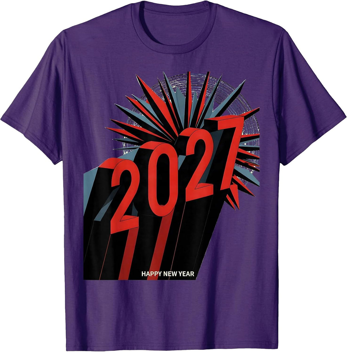 Happy New Year 2027 Constructivist Party Host Keepsake T-Shirt - Purple