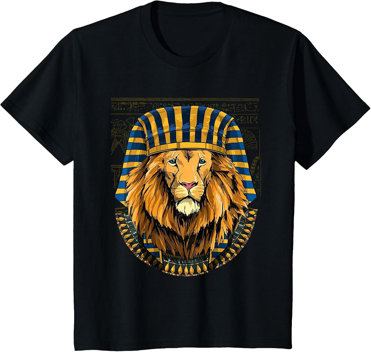 Lion Egyptian Pharaoh Historian Archaeologist T-Shirt - Black