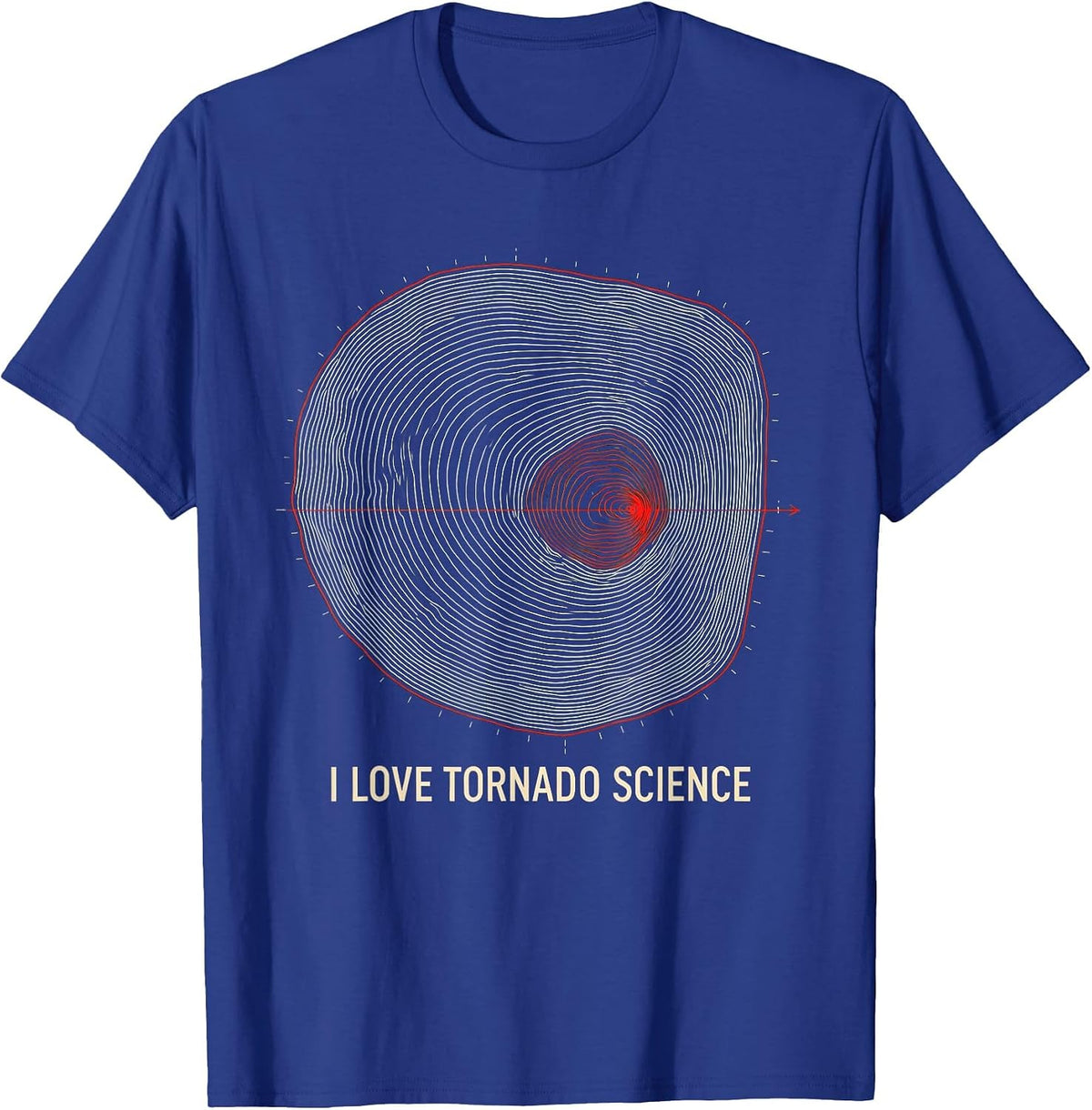 I Love Tornado Science Topographic Contour Storm Chaser T-Shirt - Royal Blue