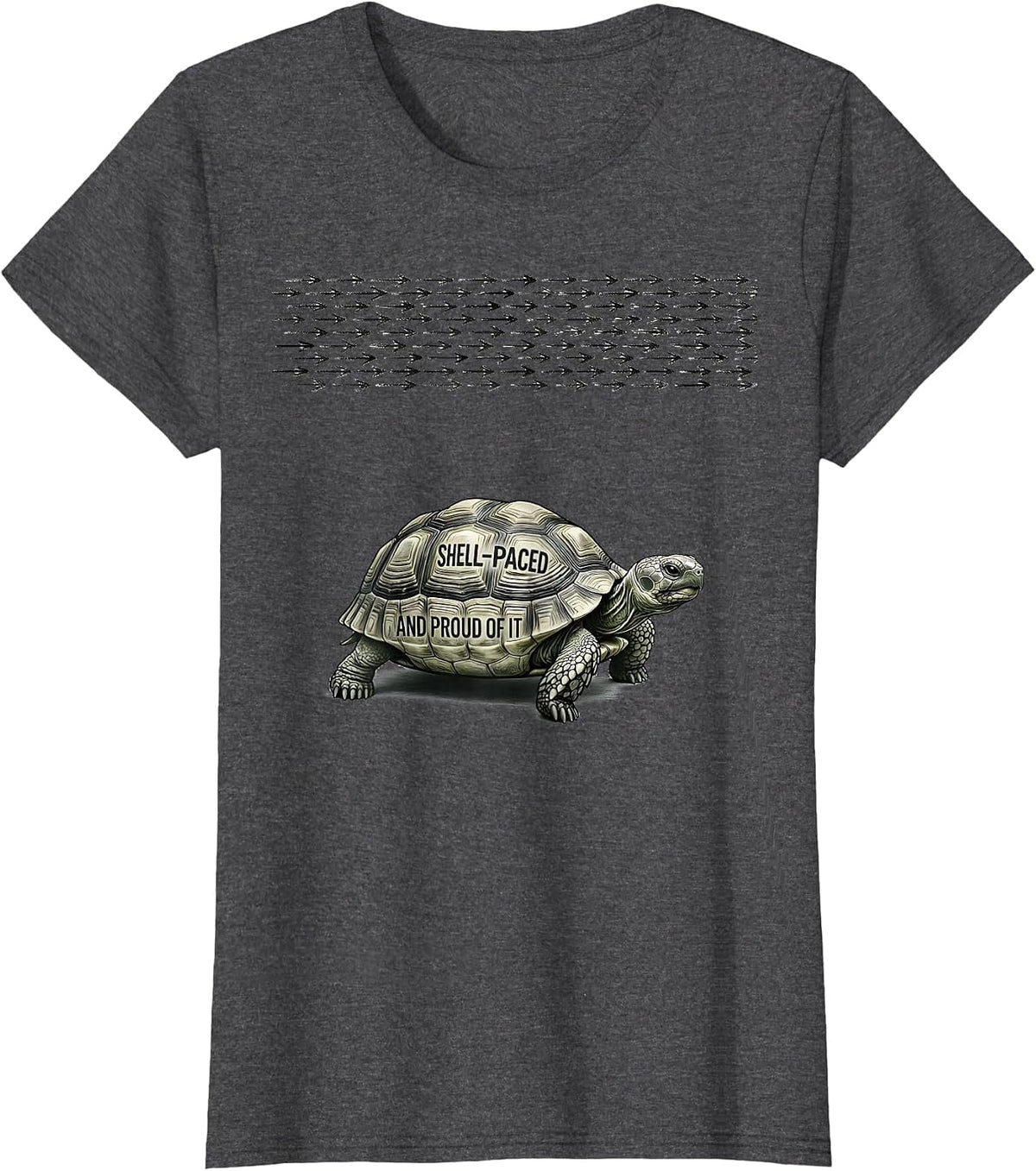 Women's Shell-Paced And Proud Of It Funny Tortoise Lover Humor T-Shirt - Dark Heather Grey