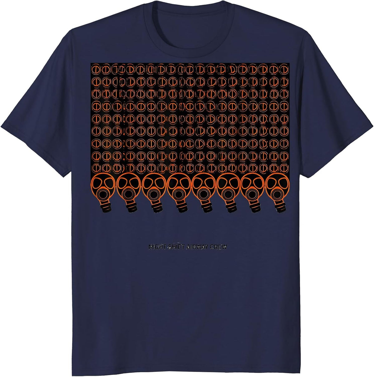Night Shift Airway Crew Geometric Respiratory Therapist T-Shirt - Navy Blue