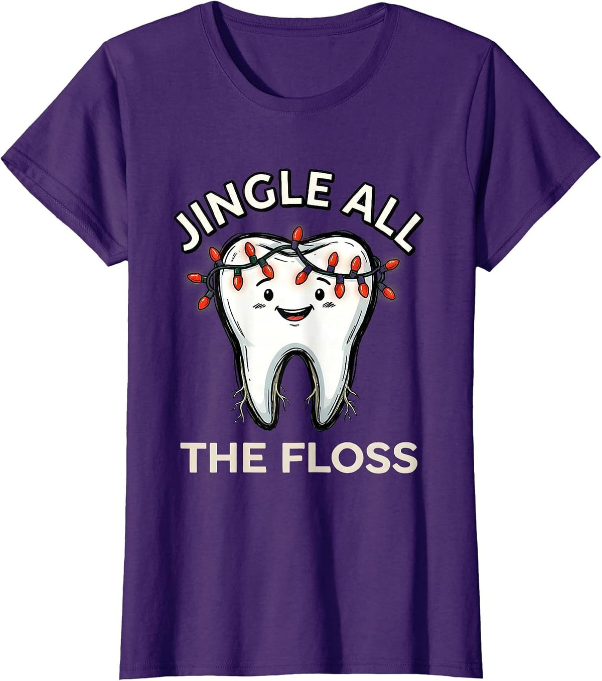 Women's Jingle All the Floss Funny Dental Christmas Dentist Team T-Shirt - Purple