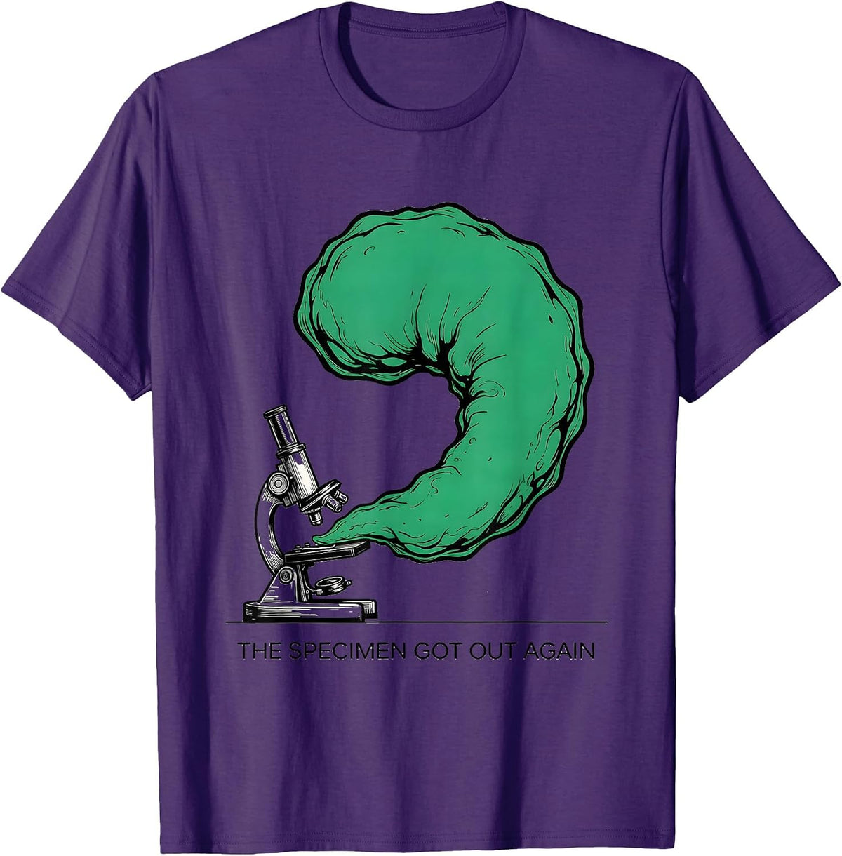 The Specimen Got Out Again Funny Mad Scientist Science T-Shirt - Purple