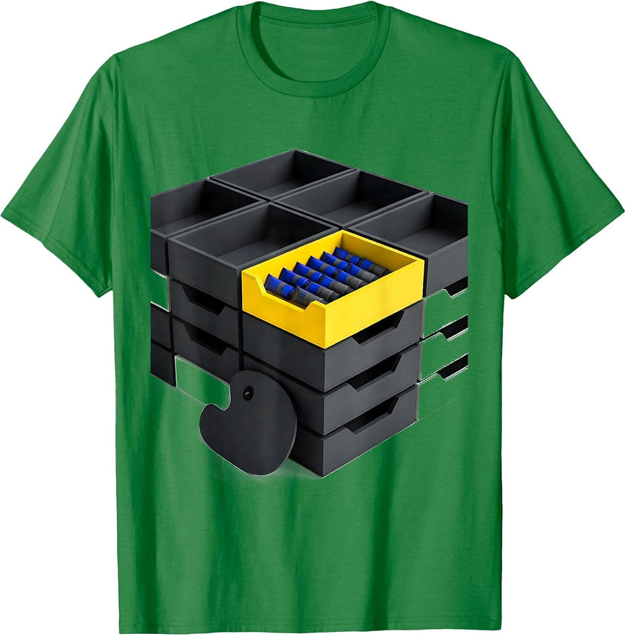 Men's Stacked Cubby Art Teacher Artist Studio Humor T-Shirt - Kelly Green