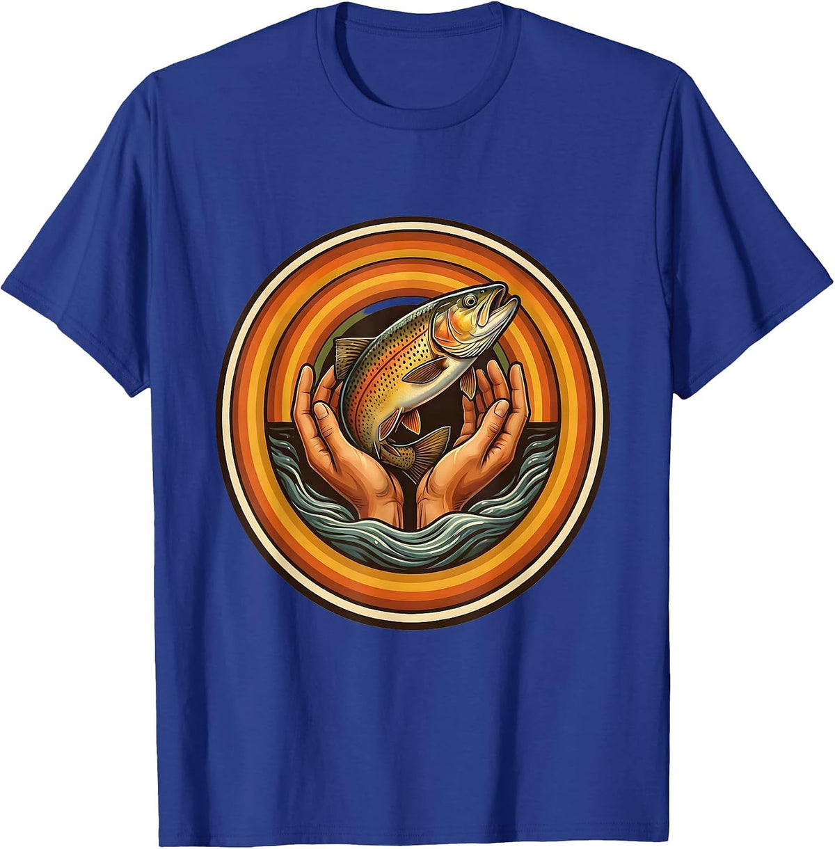 Catch and Release Trout Stream Fishing Graphic T-Shirt - Royal Blue