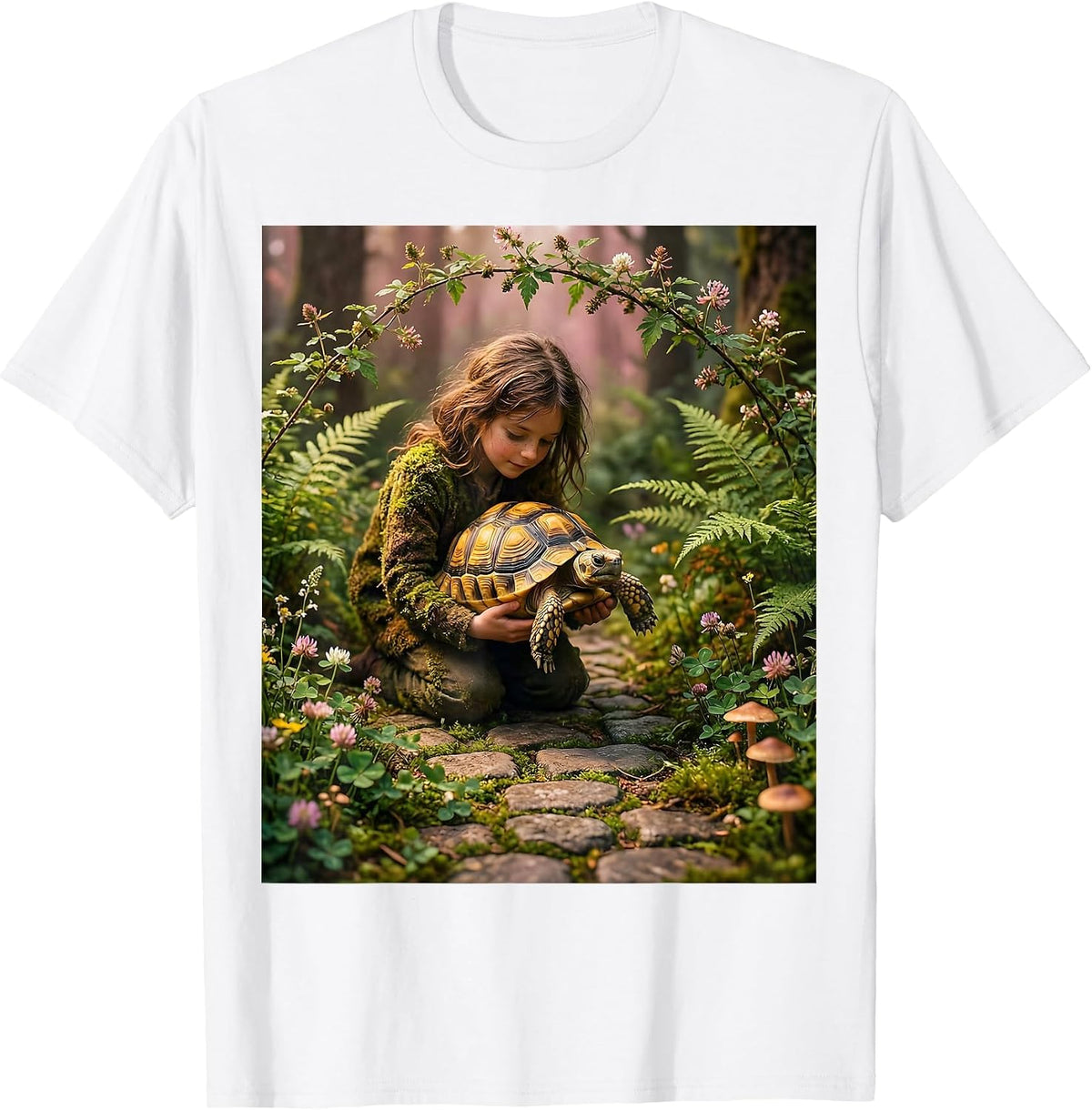 Men's Kindness in Action Tortoise Crossing Helper Tee T-Shirt - White