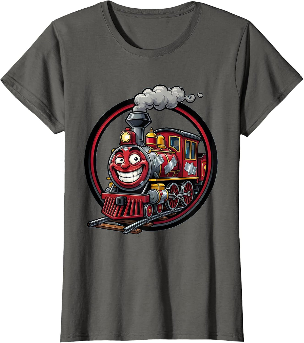 Women's Not Always a Train Wreck Duct Tape Engine T-Shirt - Asphalt Grey