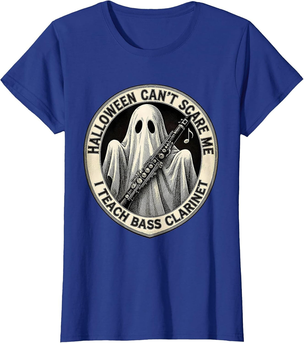 Women's Halloween Can't Scare Me, I Teach Bass Clarinet Teacher T-Shirt - Royal Blue