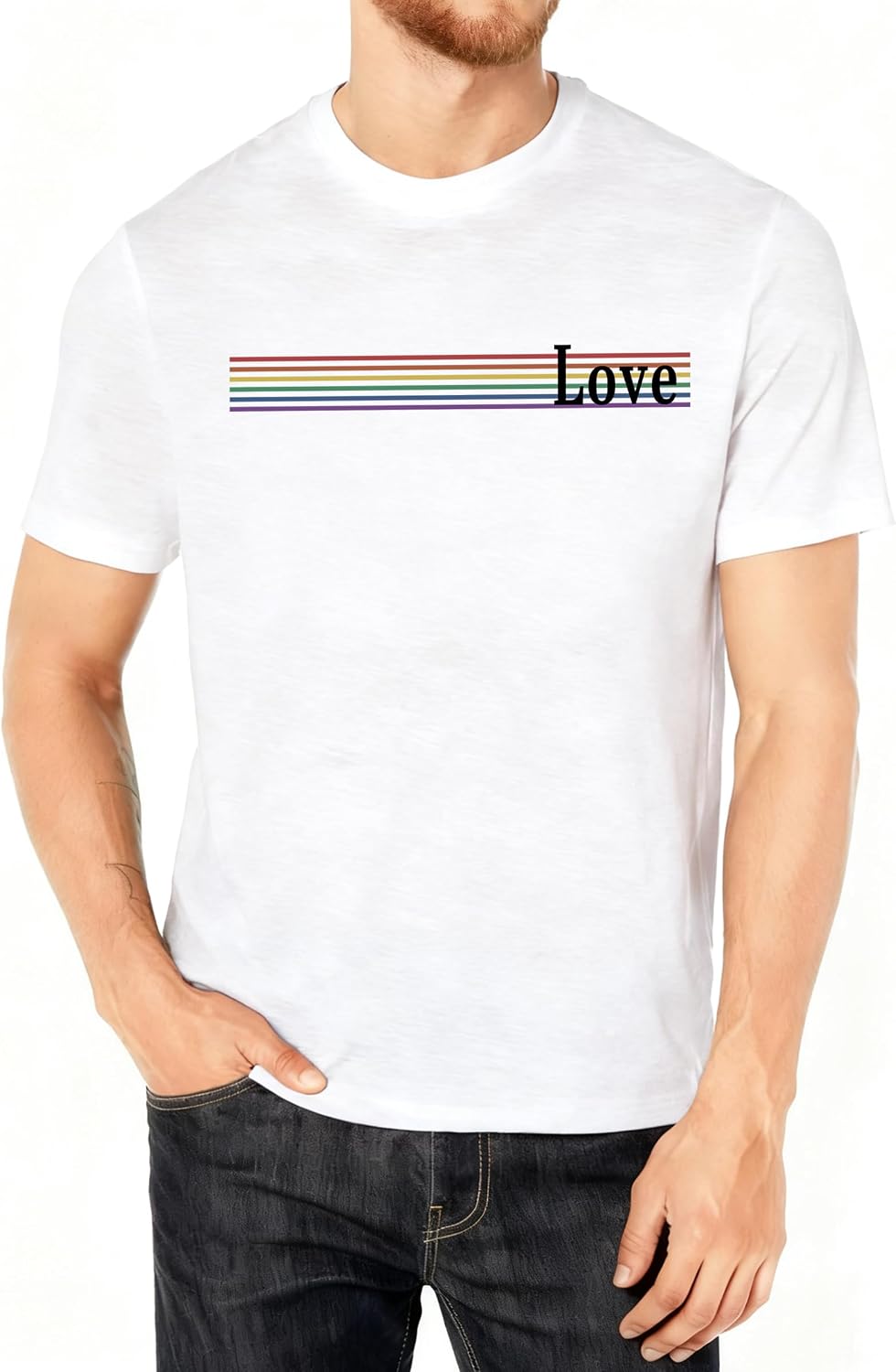 Pride Shirts Men Gay Pride Rainbow T-Shirts Pride Month Outfit LGBTQ Short Sleeve - White1