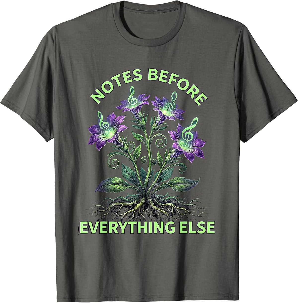 Men's Notes Before Everything Else Music Teacher Design T-Shirt - Asphalt Grey