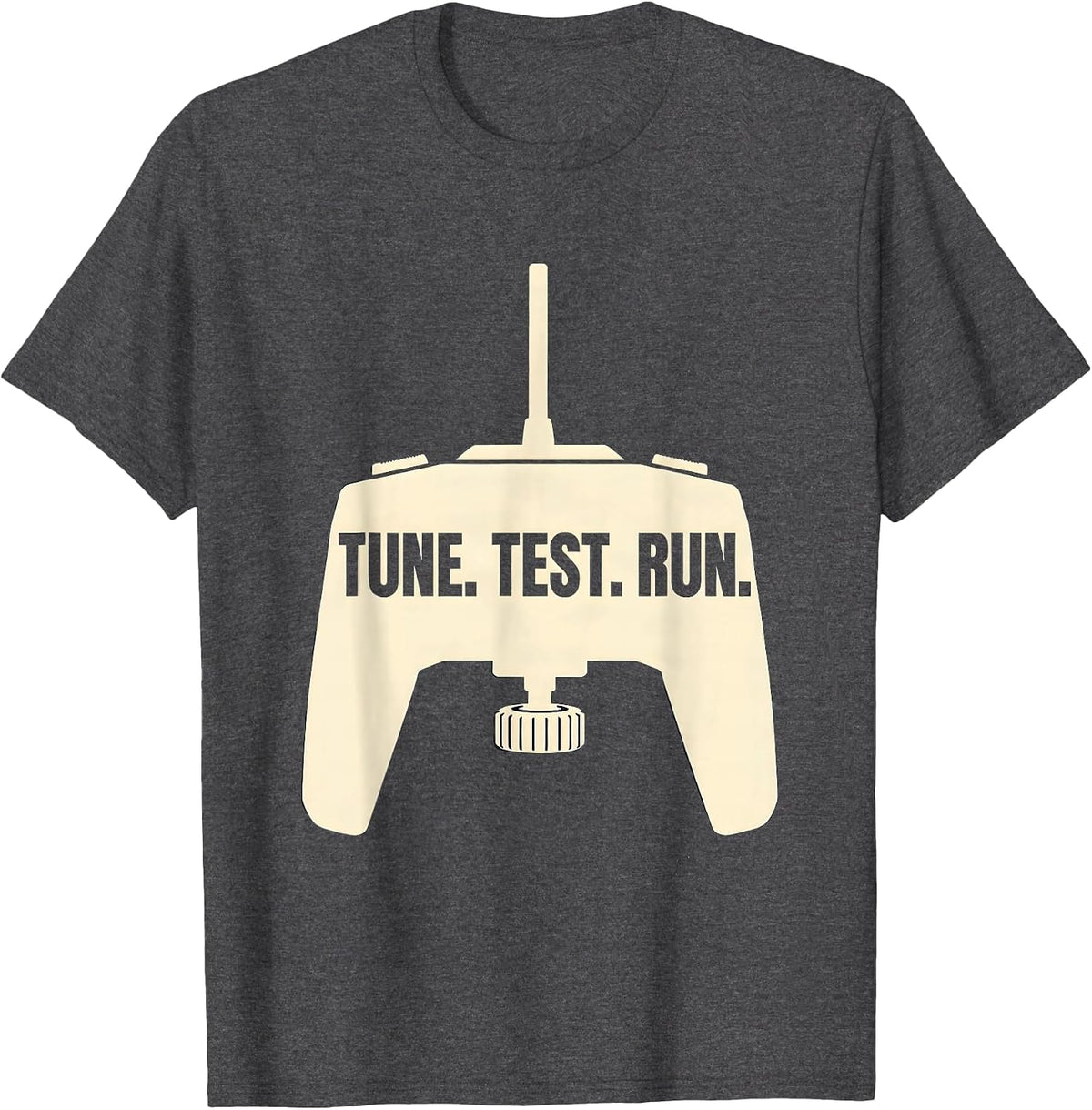 Men's Tune. Test. Run RC Car Racing Silhouette Drag Racing T-Shirt - Dark Heather Grey