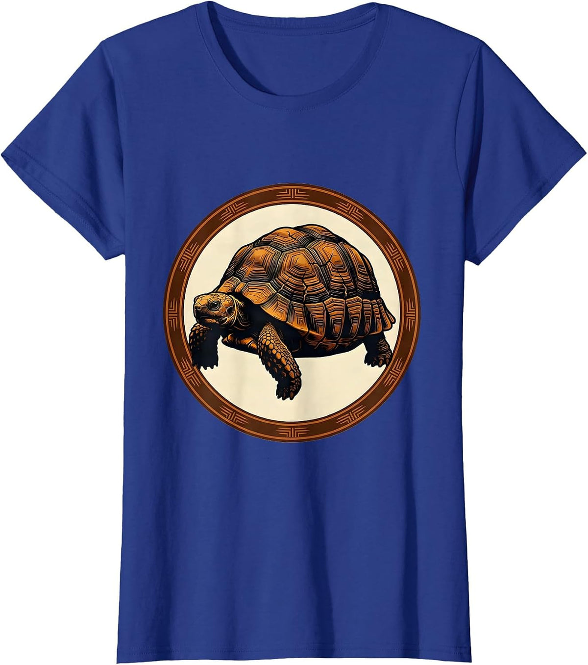Women's Desert Tortoise Cracked Saddle Shell Western Art T-Shirt - Royal Blue