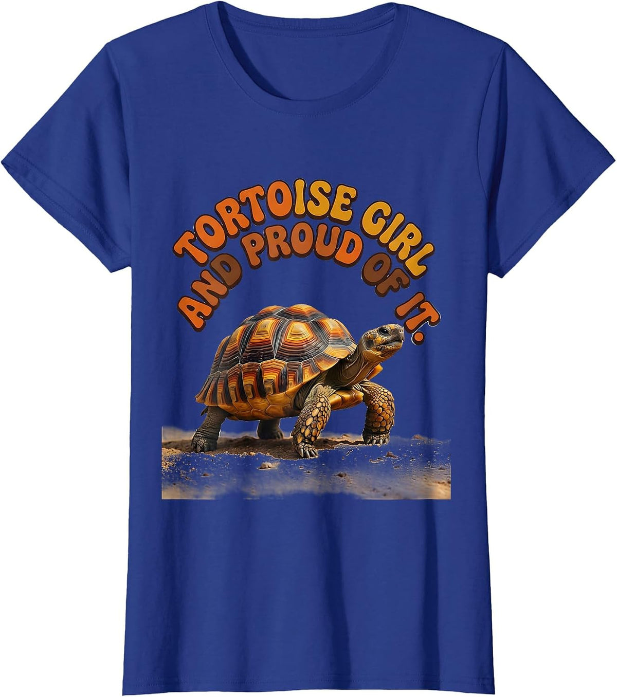 Women's Tortoise Girl And Proud Of It Retro 70s Turtle Lover Gift T-Shirt - Royal Blue