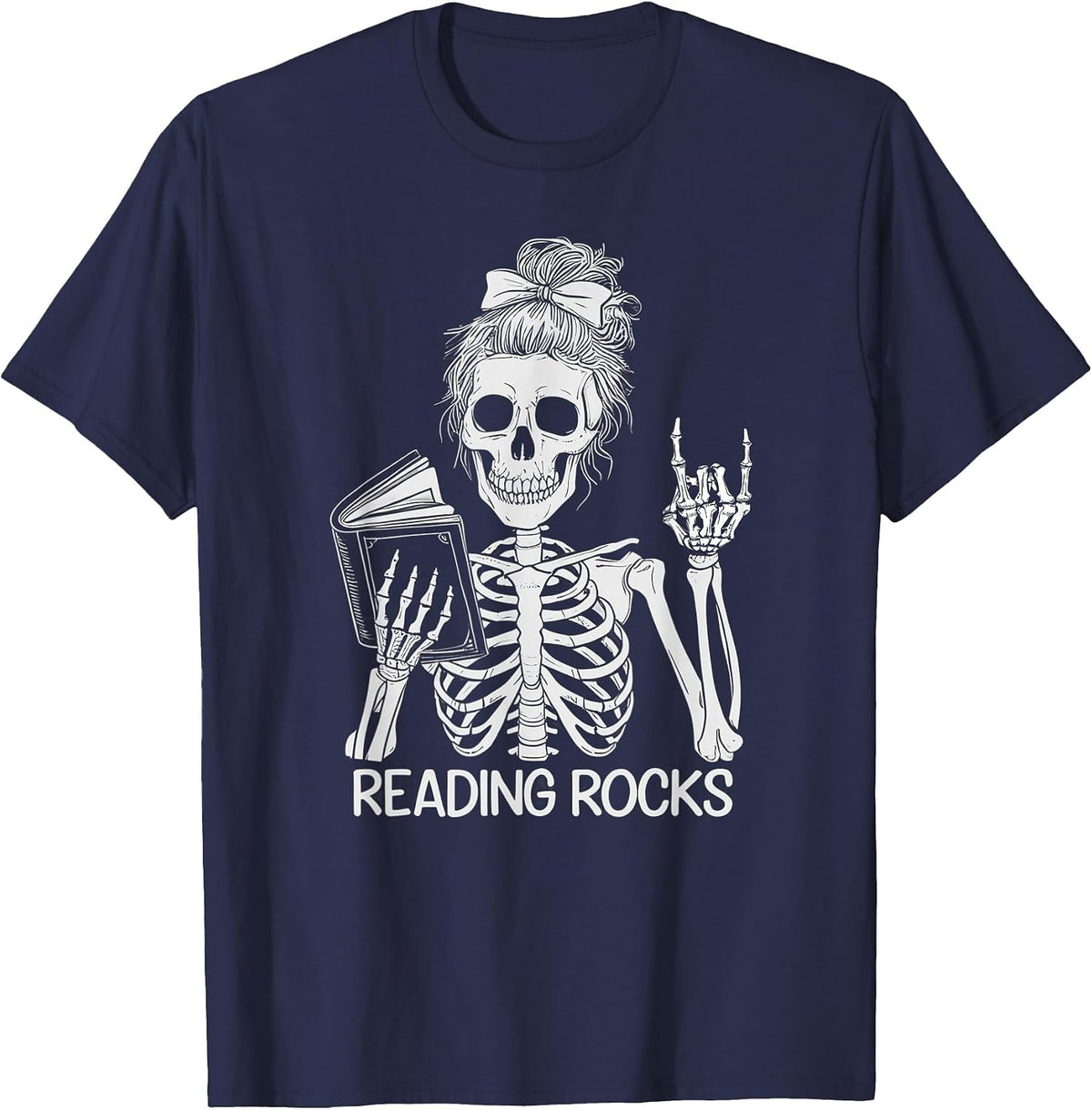 Cute Reading Rocks Teaching Kindergarten Literacy Team T-Shirt - Navy Blue