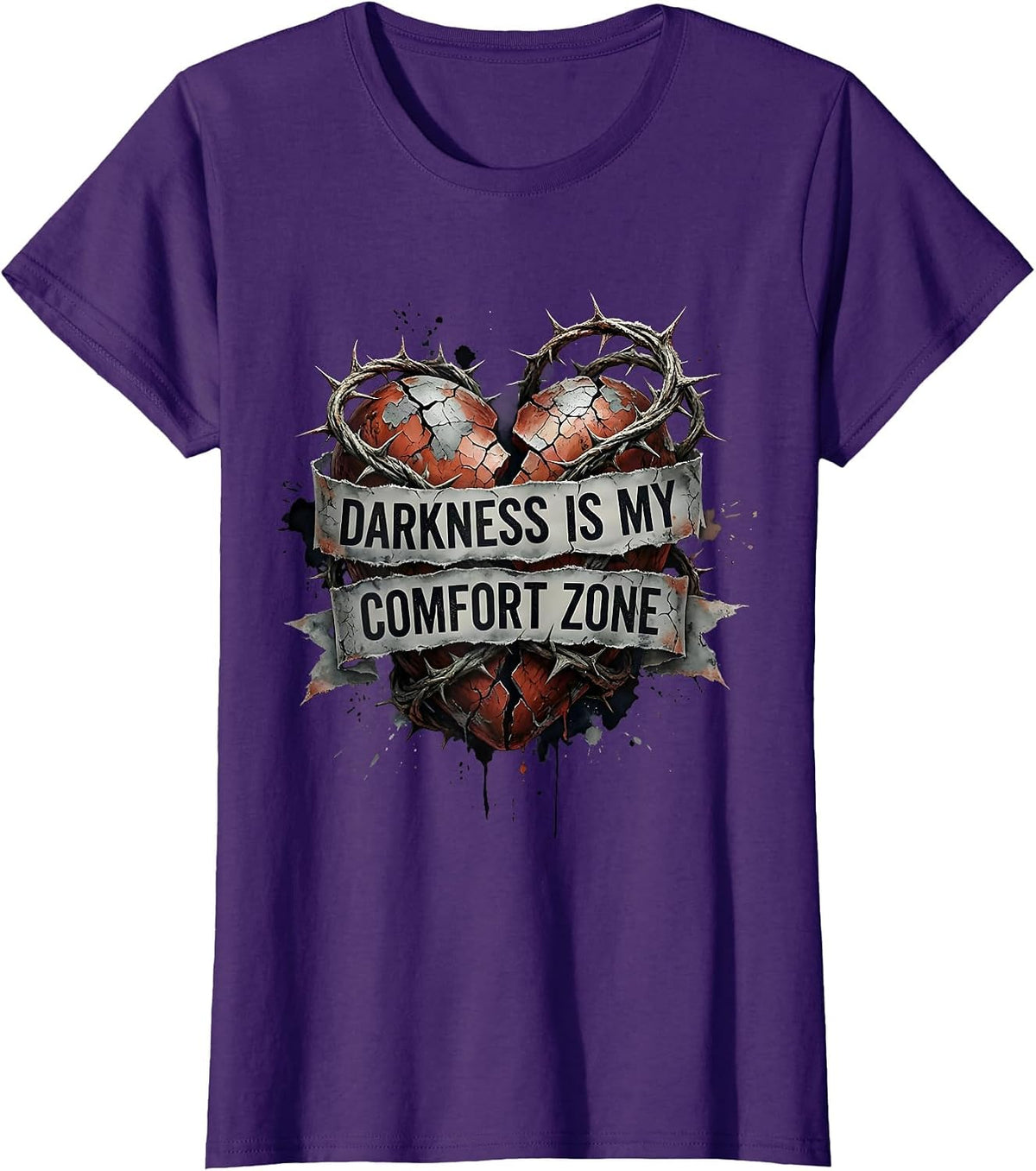 Women's Darkness Is My Comfort Zone Emo Design T-Shirt - Purple