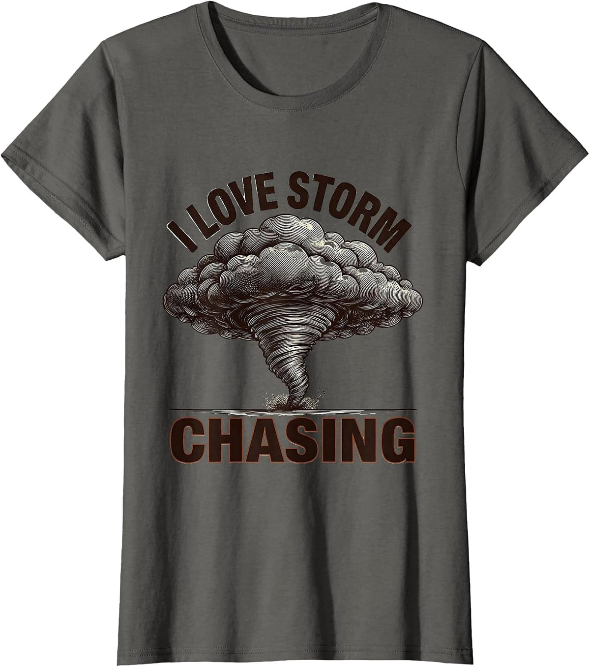Women's I Love Storm Chasing Crosshatch Etching Meteorology T-Shirt - Asphalt Grey