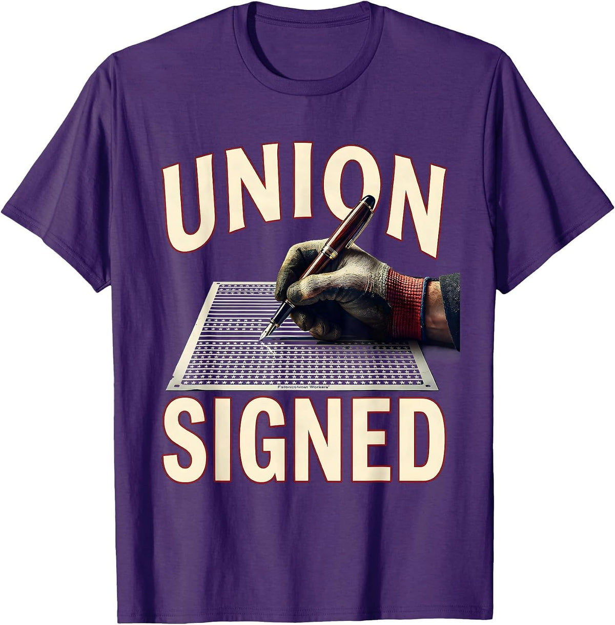 Union Signed Patriotic Labor Day Union Worker Pride T-Shirt - Purple