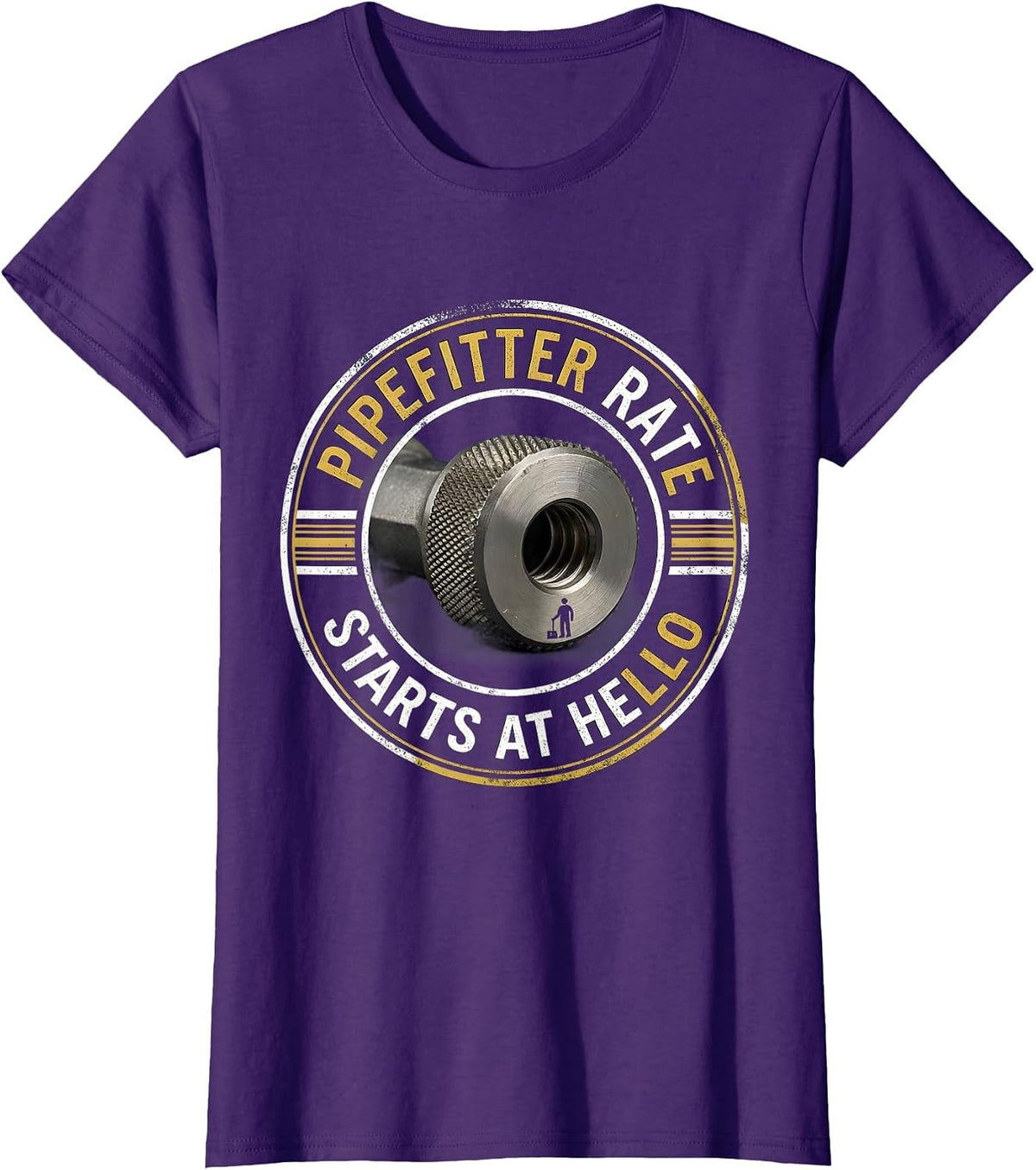 Women's Pipefitter Rate Starts At Hello Funny Sarcastic Plumbing T-Shirt - Purple
