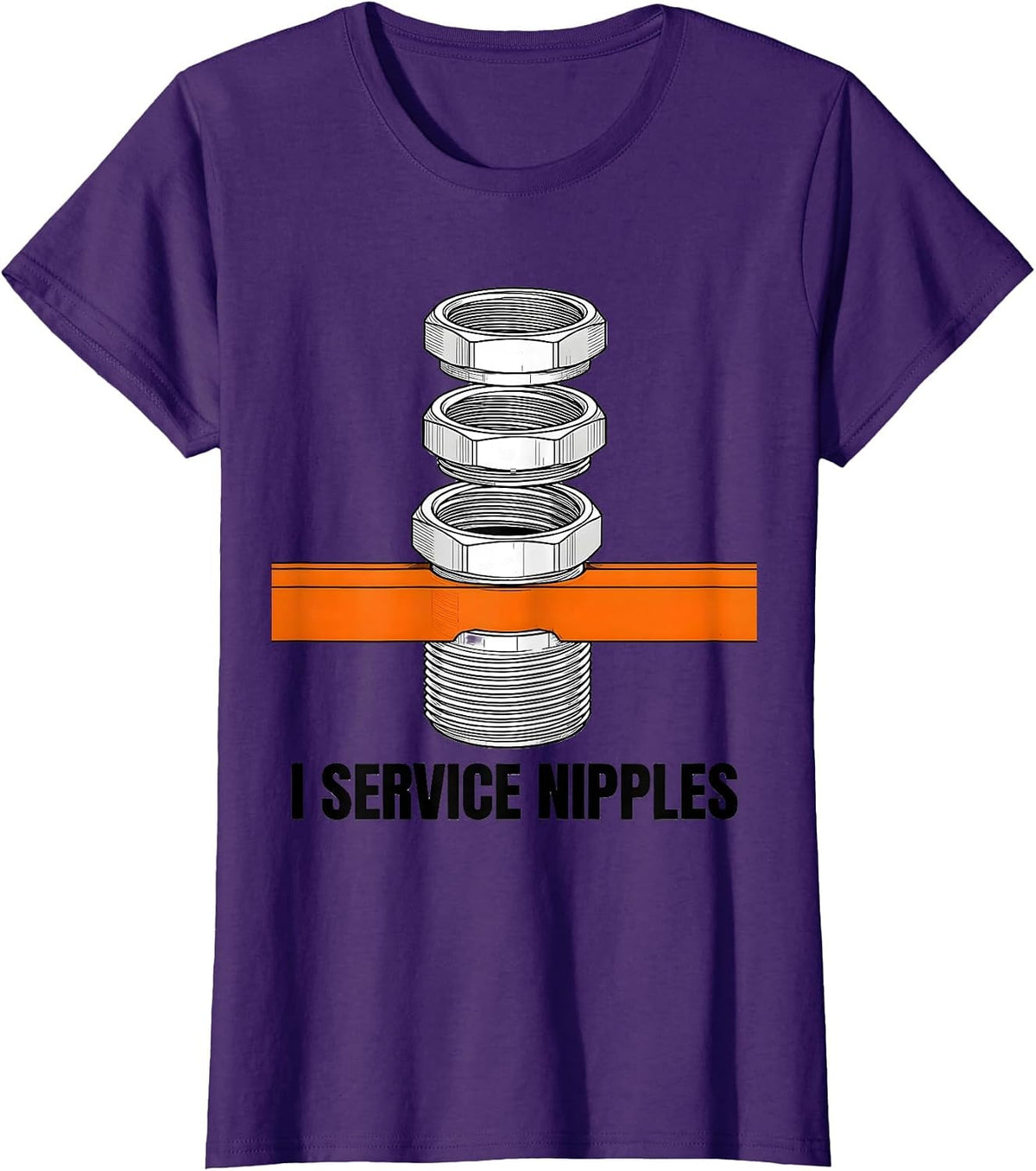 Women's I Service Nipples Funny Plumber Pipefitter Gift for Dad T-Shirt - Purple
