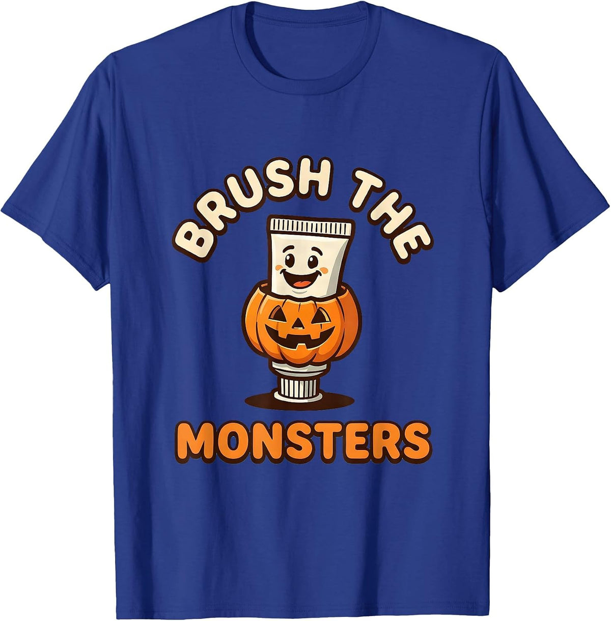 Brush the Monsters Dental Halloween Dentist Costume Pun T-Shirt - Royal Blue