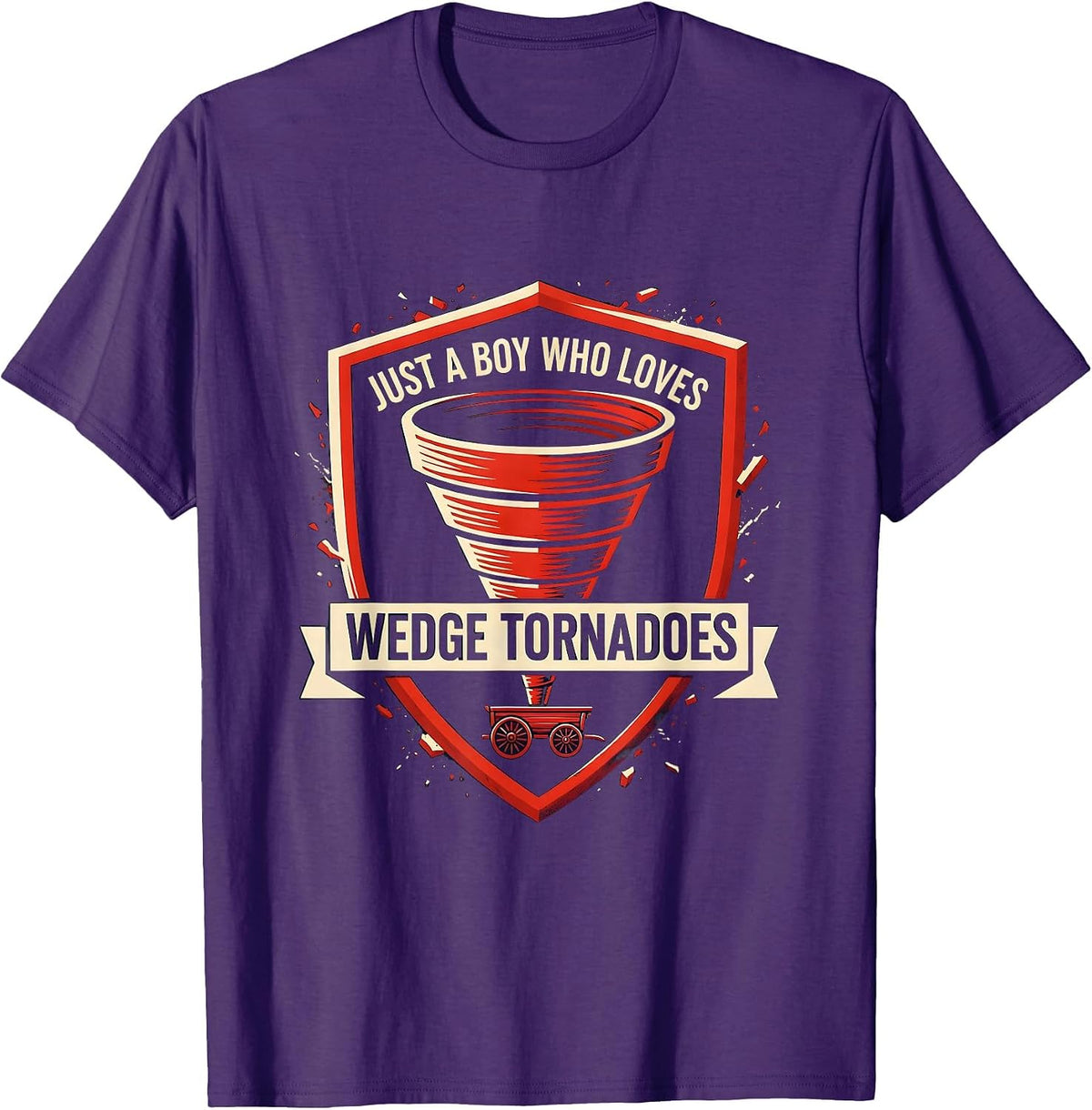 Men's Just A Boy Who Loves Wedge Tornadoes Funny Storm Chaser T-Shirt - Purple