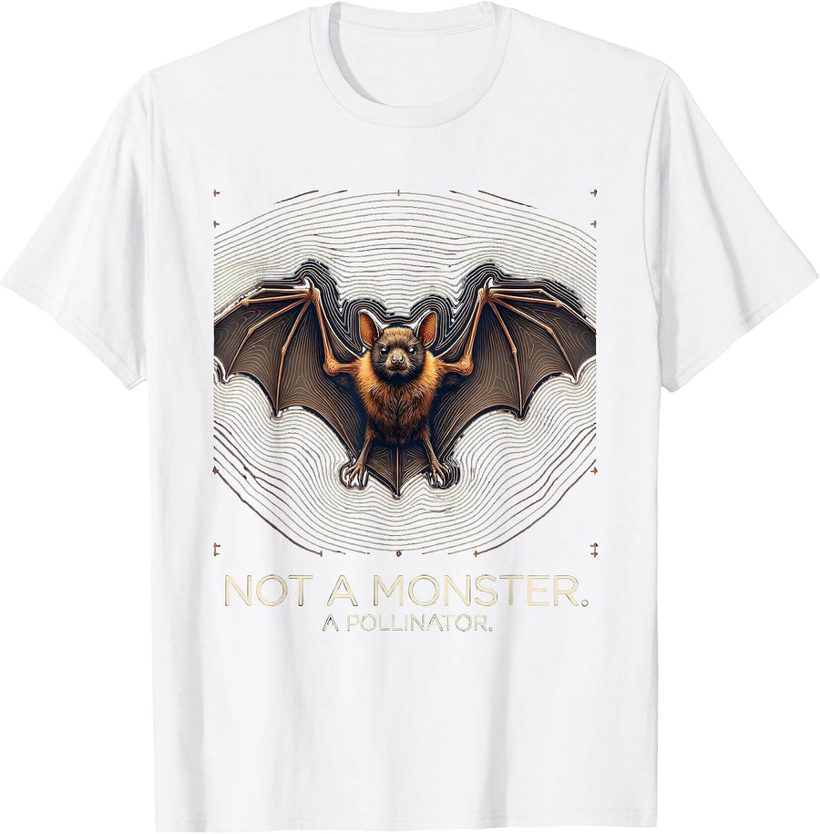 Men's Not A Monster. A Pollinator Funny Bat Lover Halloween T-Shirt - White