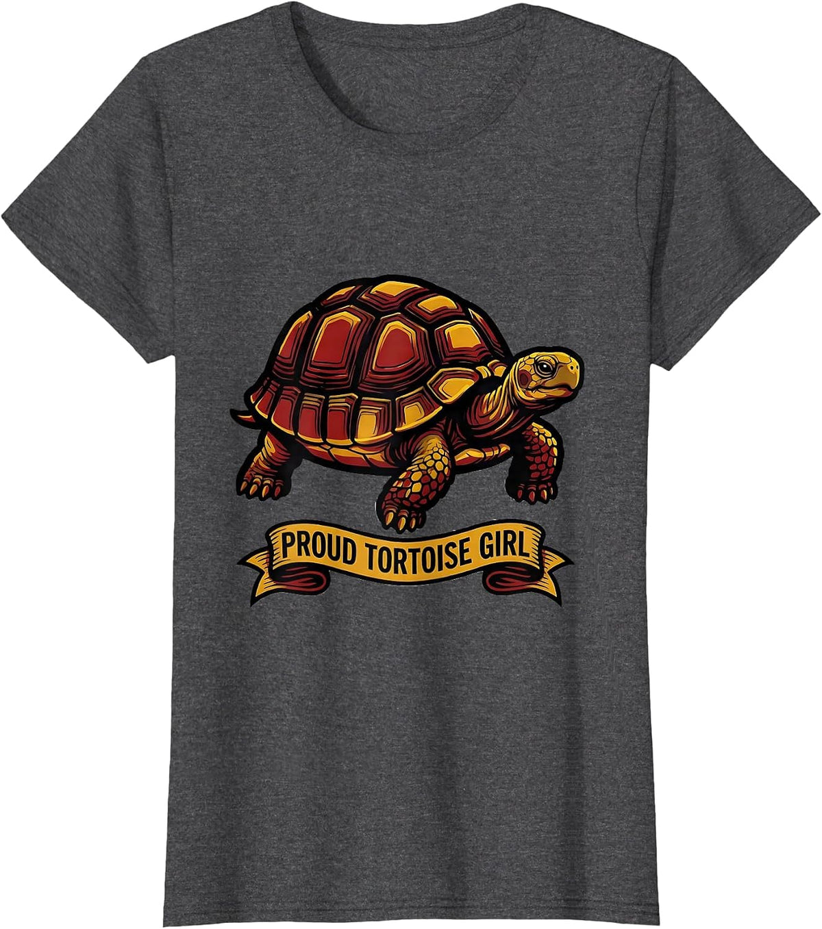 Women's Proud Tortoise Girl Tattoo Flash Animal Lover Gift T-Shirt - Dark Heather Grey