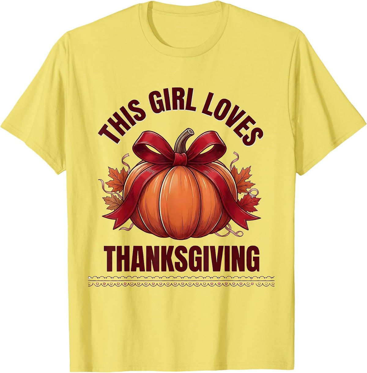 Men's This Girl Loves Thanksgiving Festive Design T-Shirt - Lemon Yellow