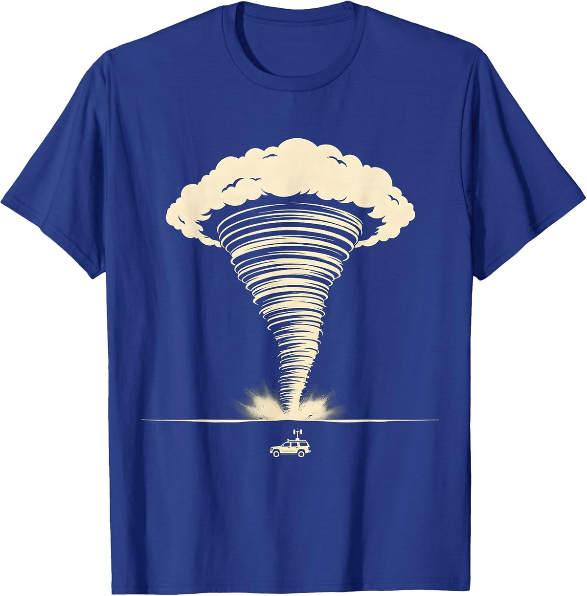 Men's Towering Tornado Funnel Silhouette Storm Chaser Meteorology T-Shirt - Royal Blue