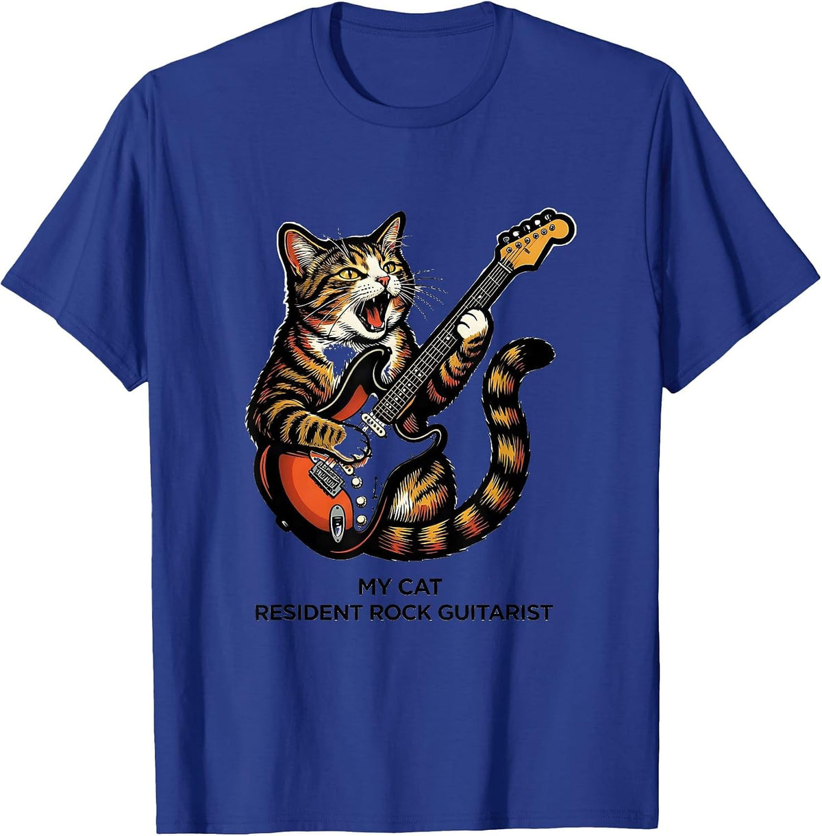 My Cat, Resident Rock Guitarist Funny Cat Rock Music Fan T-Shirt - Royal Blue