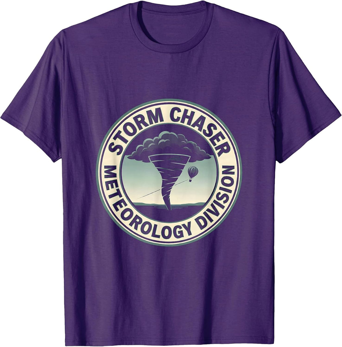 Men's Wedge Funnel Silhouette Storm Chaser Meteorology Humor T-Shirt - Purple