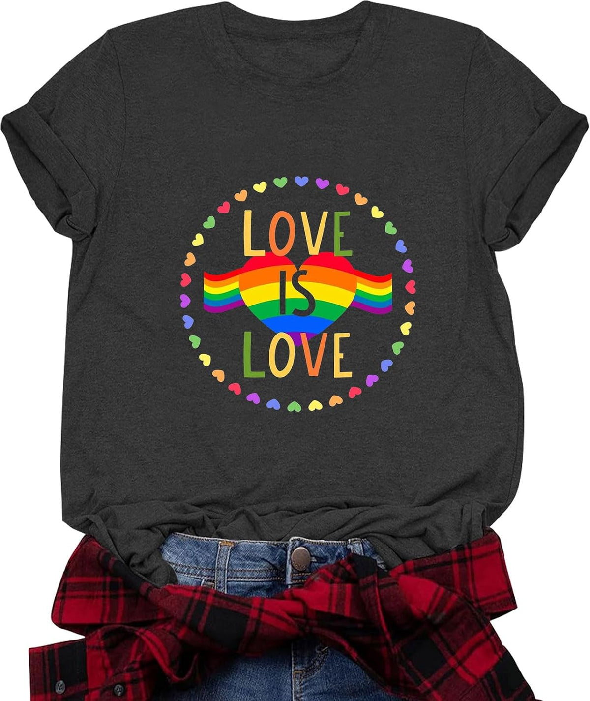 Pride Shirts for Women Gay LGBT Rainbow Equality T-Shirt LGBTQ Pride Month Blouse Tops - Deepgrey-1