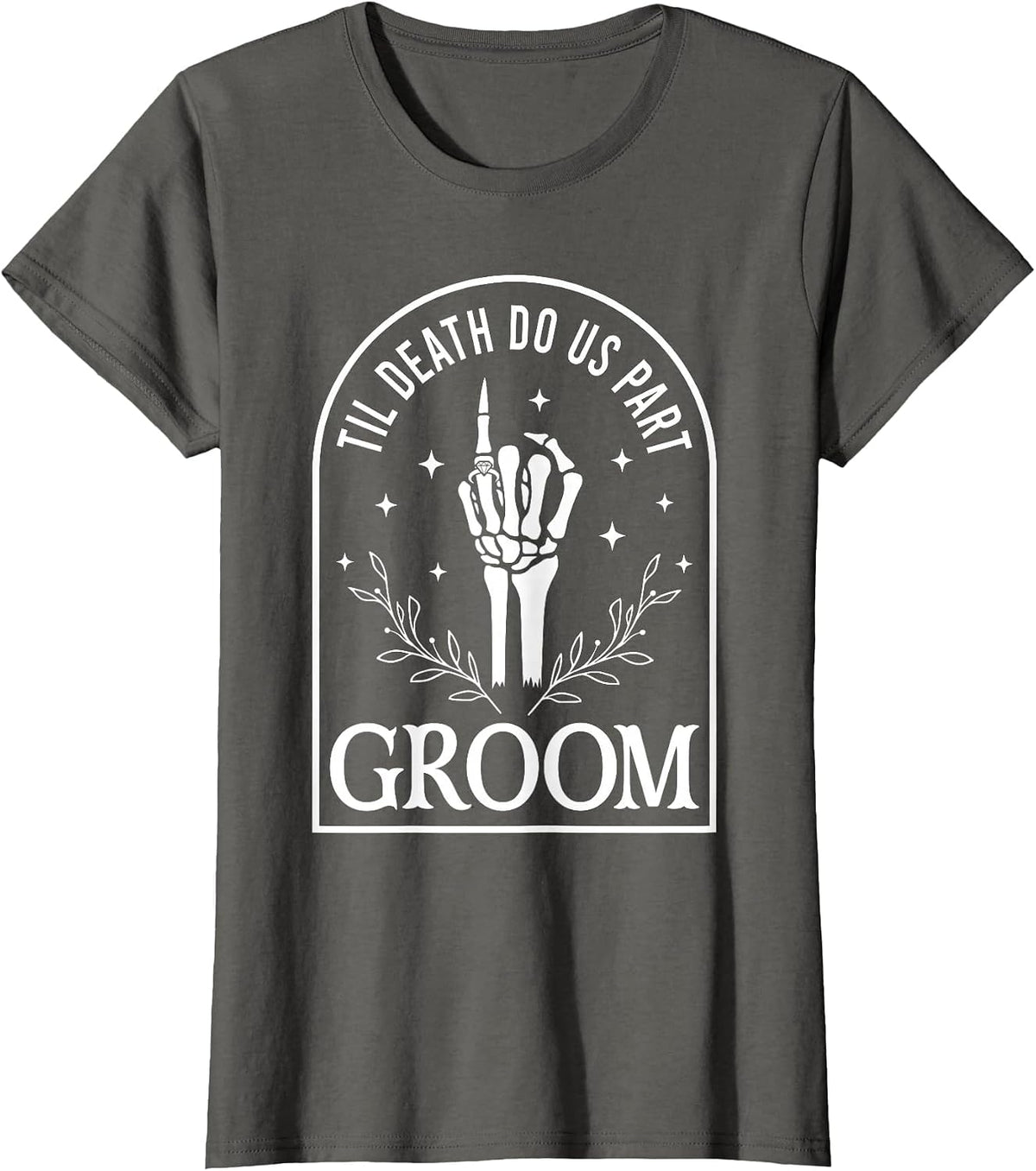 Groom Bride Til Death Do Us Part Skeleton Gothic Halloween T-Shirt - Asphalt Grey