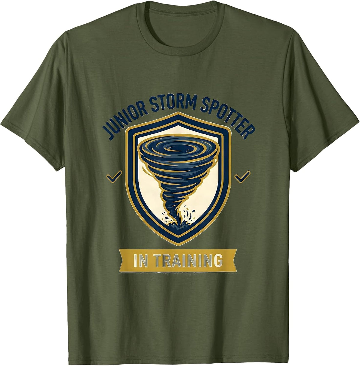 Junior Storm Spotter In Training Weather Enthusiast Kids T-Shirt - Olive Green