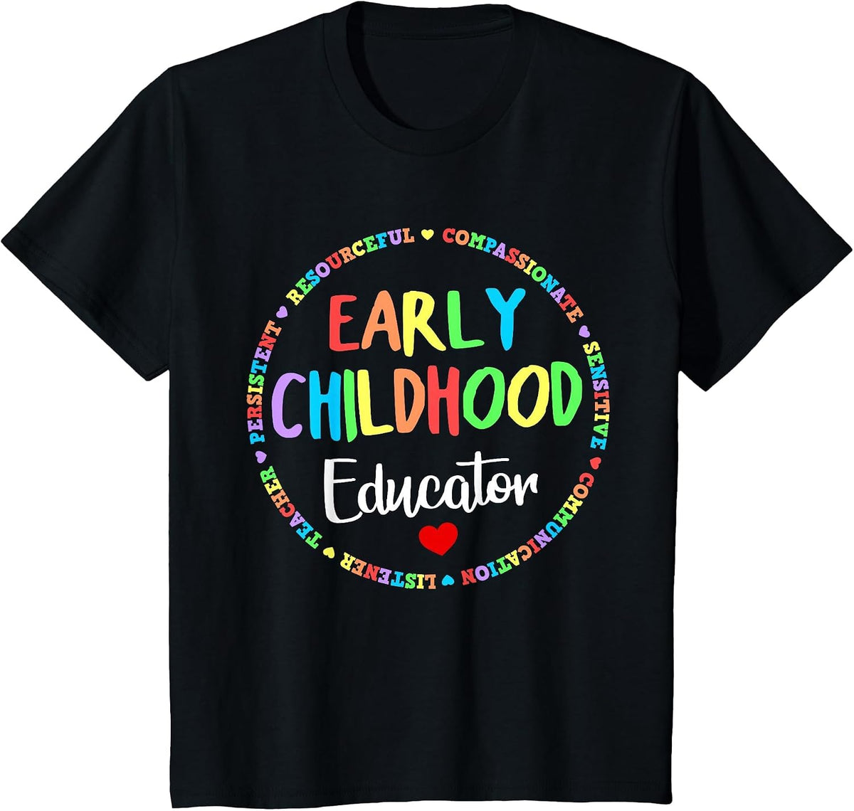 Teacher Early Childhood Education Preschool Head Start Crew T-Shirt - Black