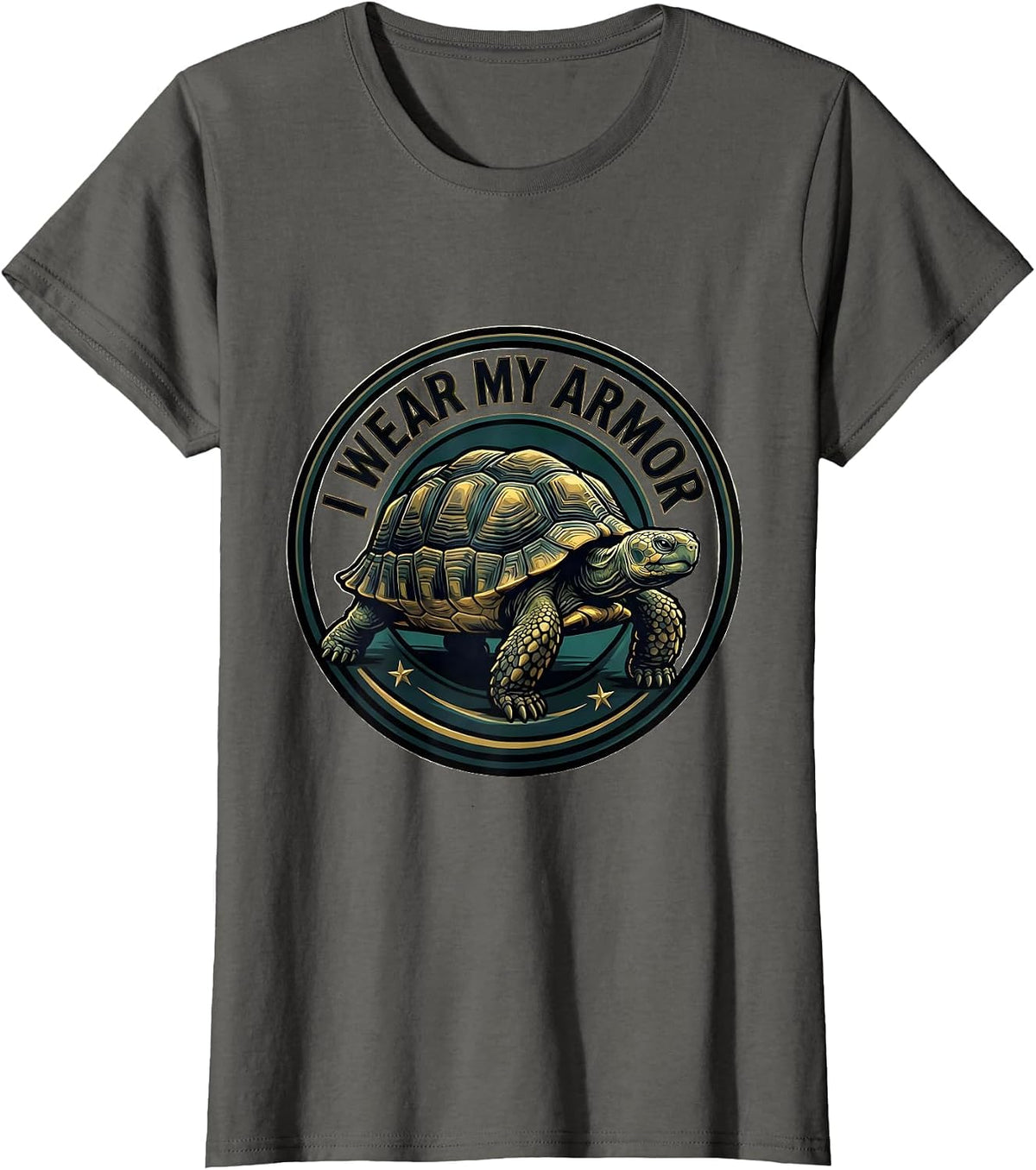 Women's I Wear My Armor Funny Tortoise Lover Pet Owner Humor T-Shirt - Asphalt Grey