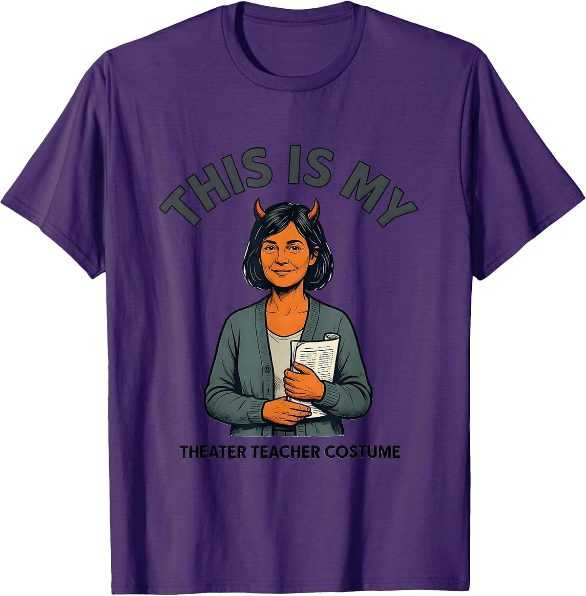 Men's This Is My Theater Teacher Costume Funny Halloween Costume T-Shirt - Purple