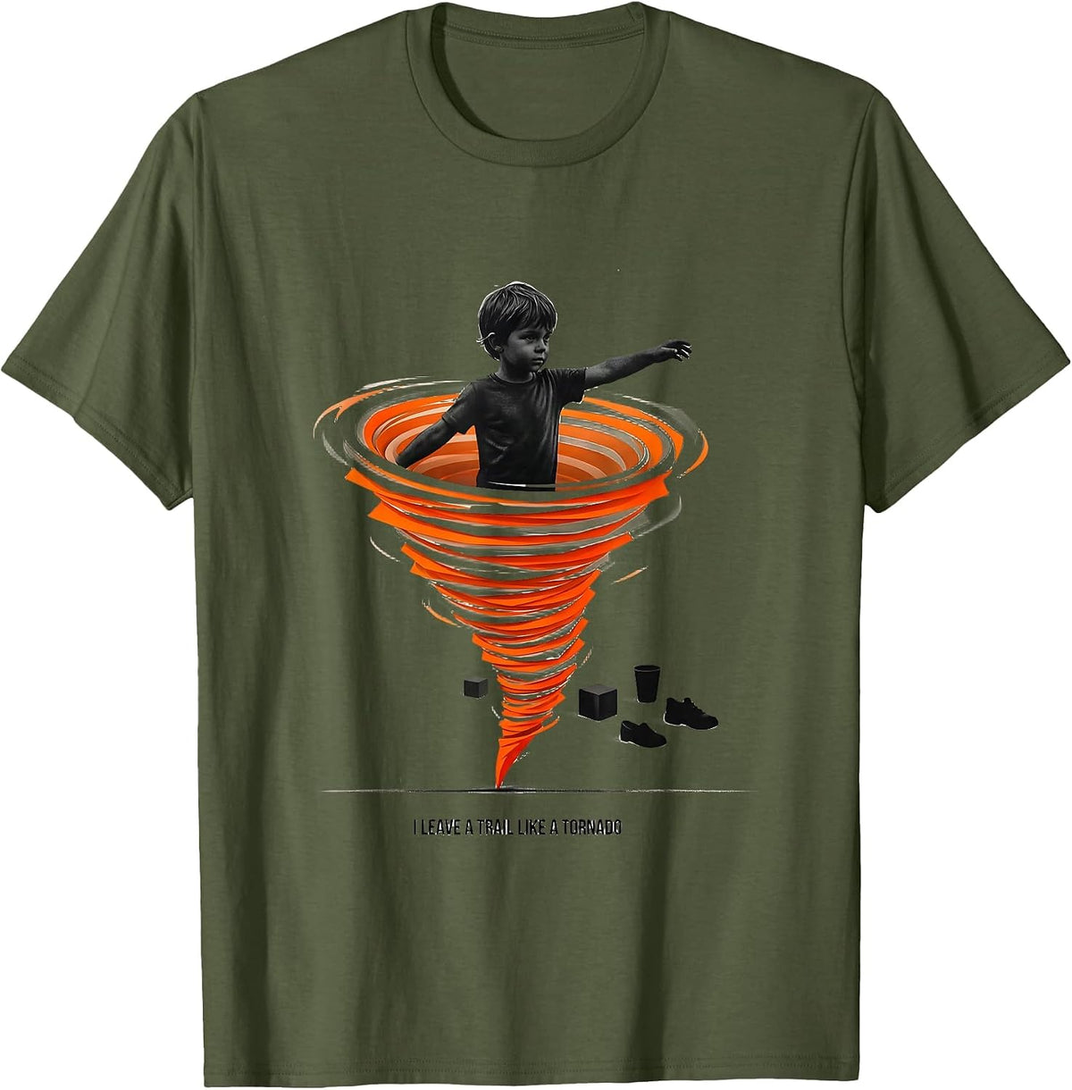 Men's I Leave A Trail Like A Tornado Funny Storm Chaser T-Shirt - Olive Green